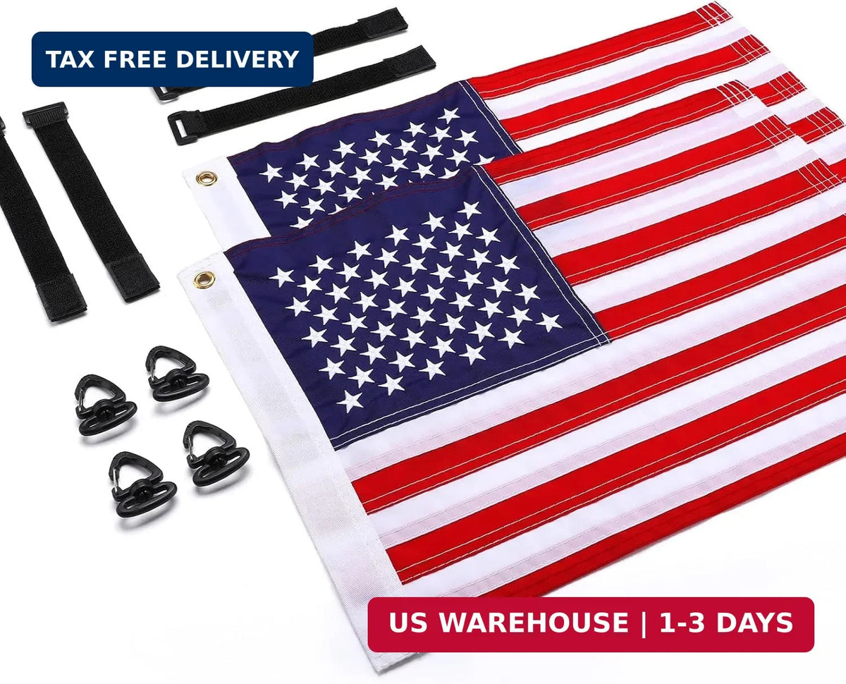 Golf Cart Flags 2 Pack - Custom American Flag with Easy Mounting & Vibrant Colors
