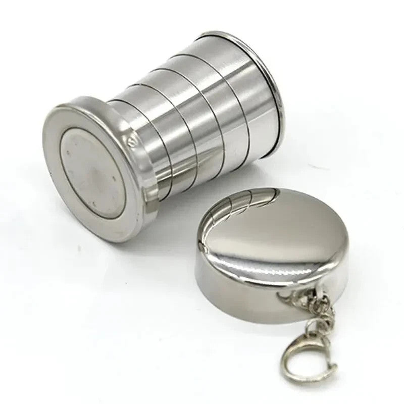 Stainless Steel Portable Outdoor Collapsible Camping Cup - Folding Travel Mug