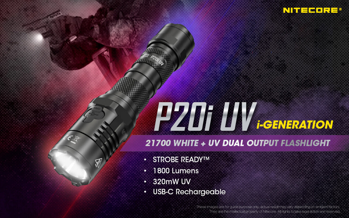Rechargeable LED Flashlight with UV and 1800 Lumens – Holster & Battery Included