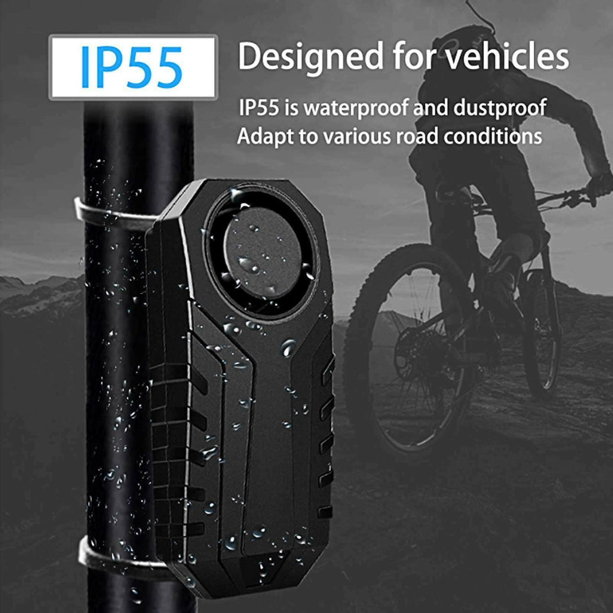 Wireless Bike Alarm with 113dB Loud Siren, Vibration Sensor & Remote Control