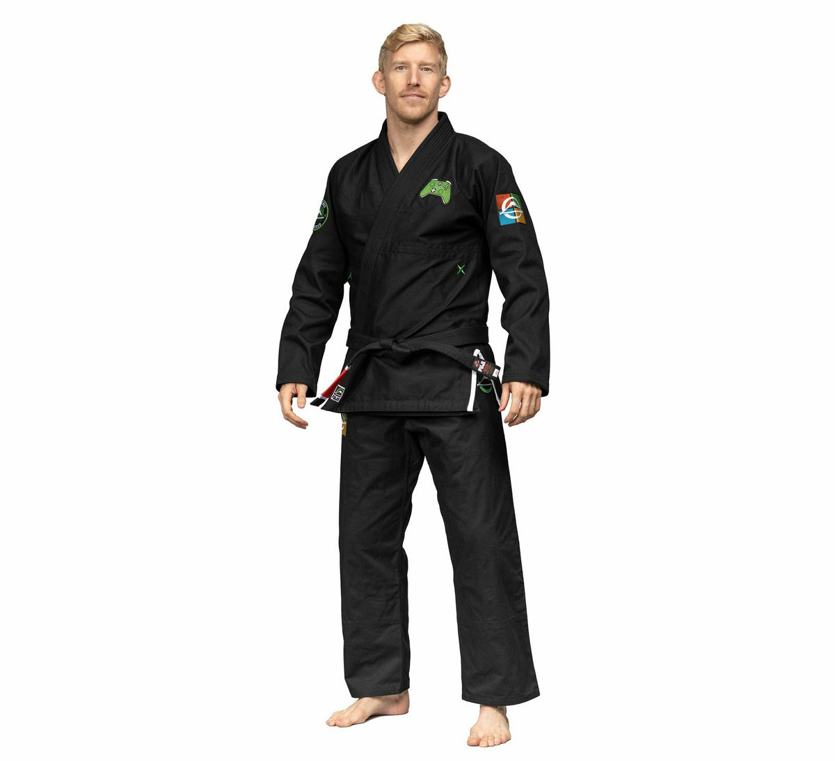Lightweight Mens Jiu-Jitsu Gi - Gamer Series, Black & Green - Fuji Suparaito