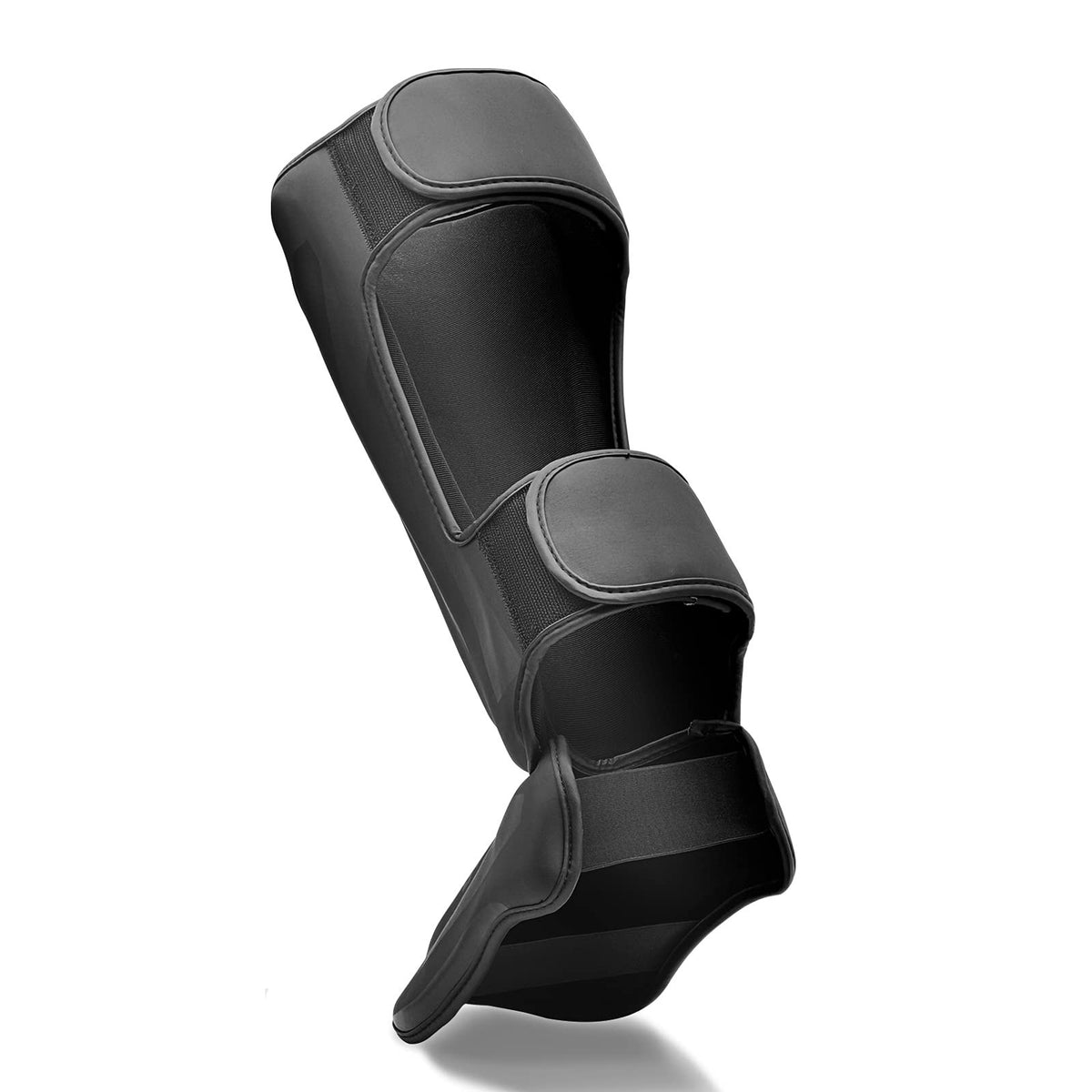 Martial Arts Shin Guards - Muay Thai Kickboxing Padded Protective Gear Medium Black