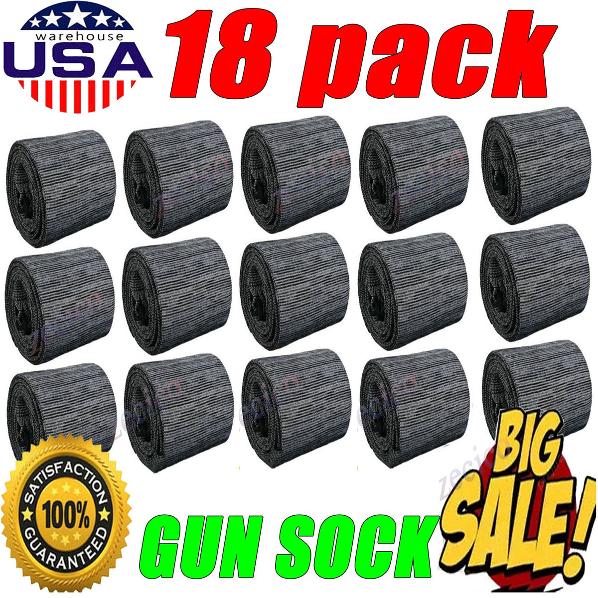 Bulk Gun Socks 12 Pack Gray Silicone Rifle and Shotgun Sleeves Up to 55 Inch