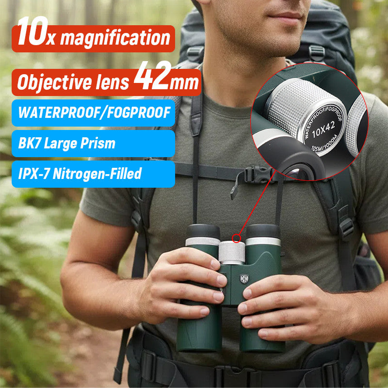 Waterproof Fogproof 10x42 Binoculars for Outdoor Bird Watching & Nature Viewing