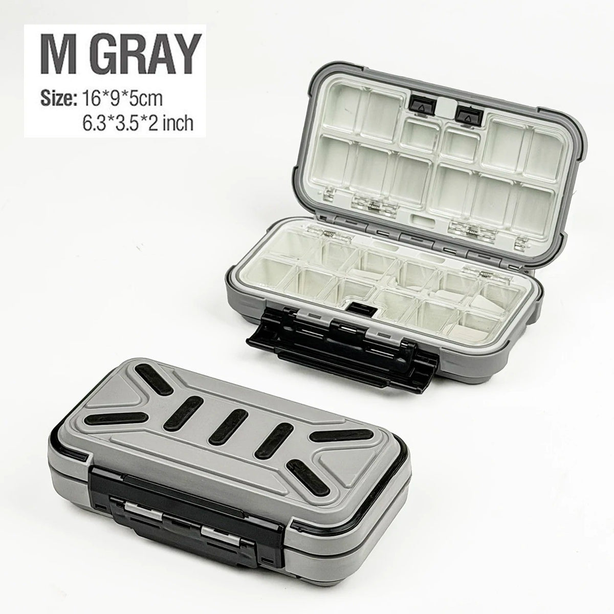 Waterproof Fishing Tackle Box with Compartments 2-Layer Hard Case Storage