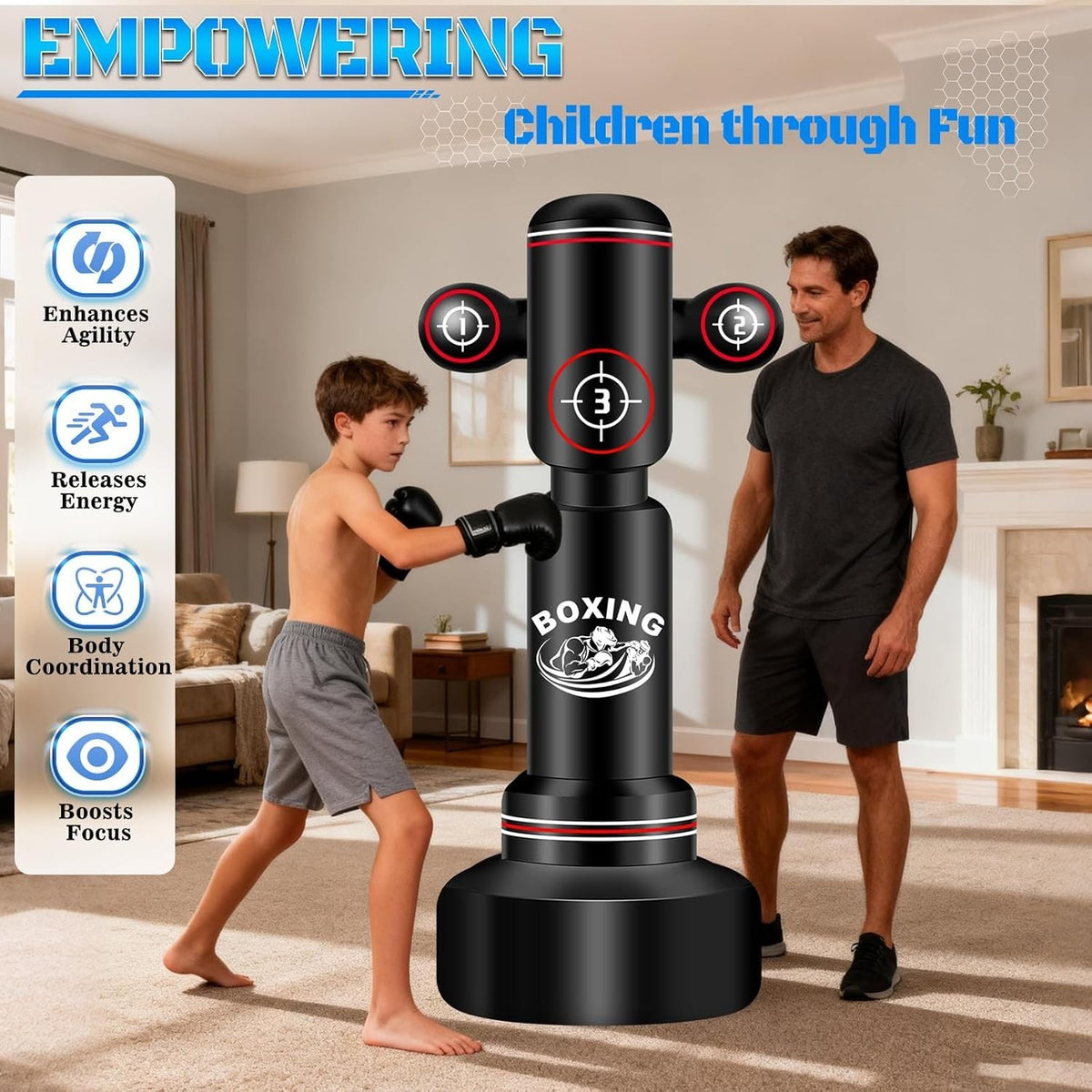 Heavy Freestanding Punching Bag for Adults with Gloves - 70 Inches