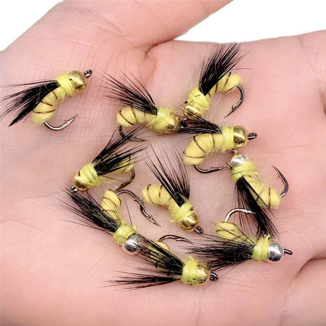 Fly Fishing Nymph Lure Set - Assorted Dry & Wet Flies for Trout & Bass
