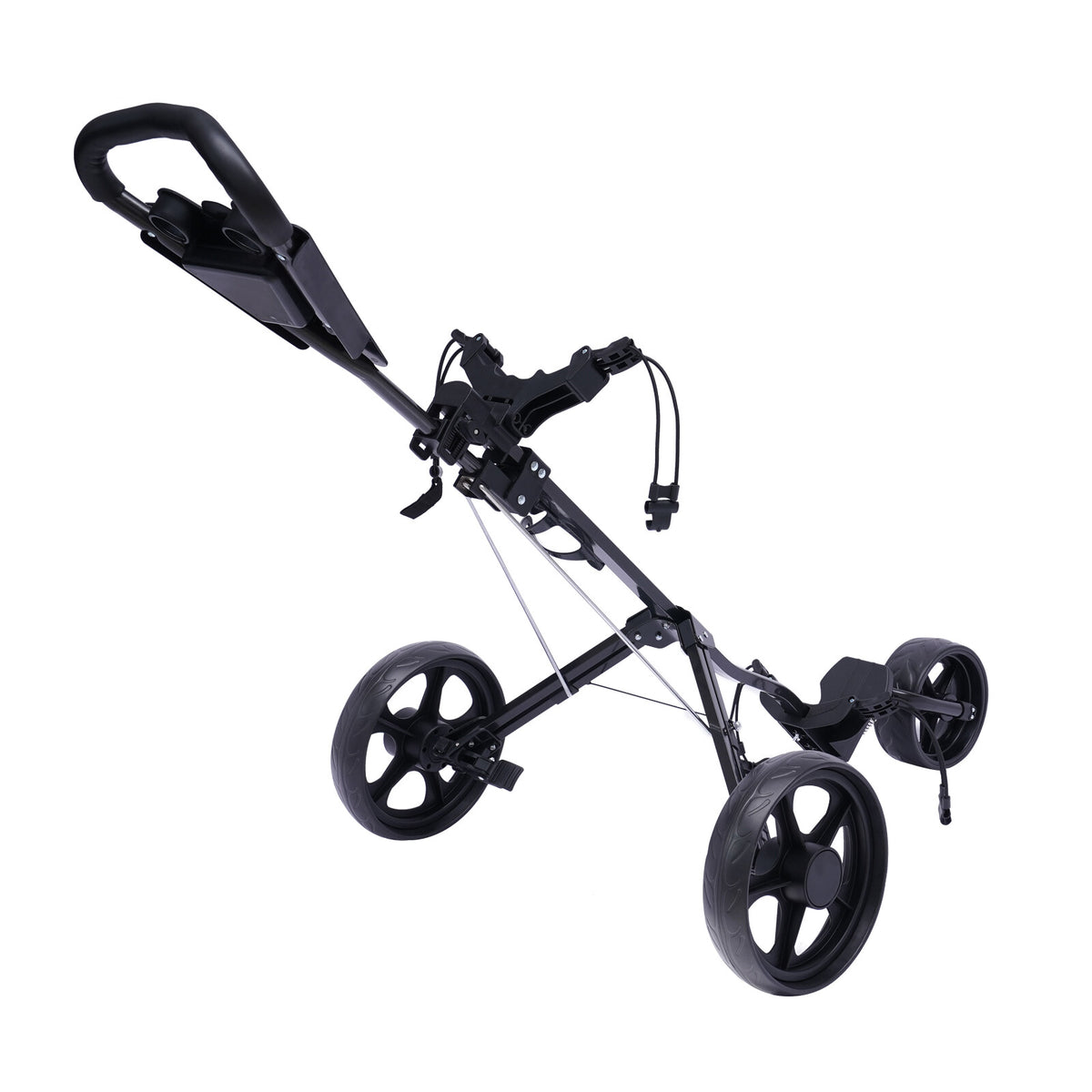 3-Wheel Foldable Golf Push Cart with Foot Brake & Cup Holder