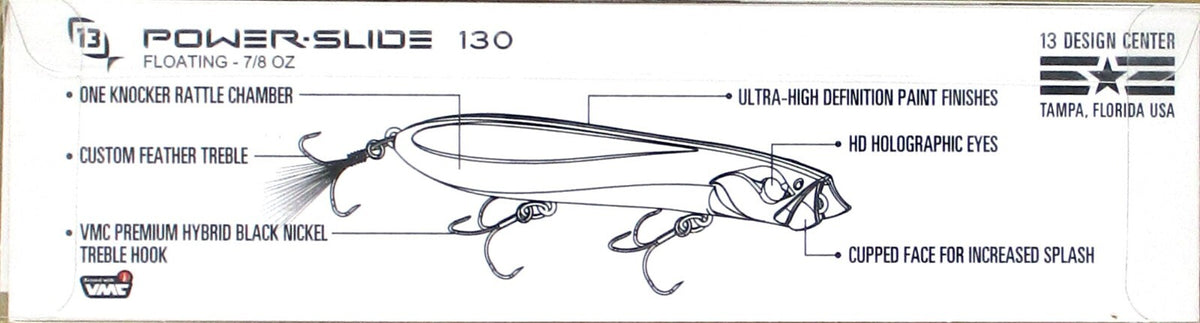 13 Fishing Power Slide 130 Topwater Pencil Popper Lure 7/8 Oz Chrome 5 Inch