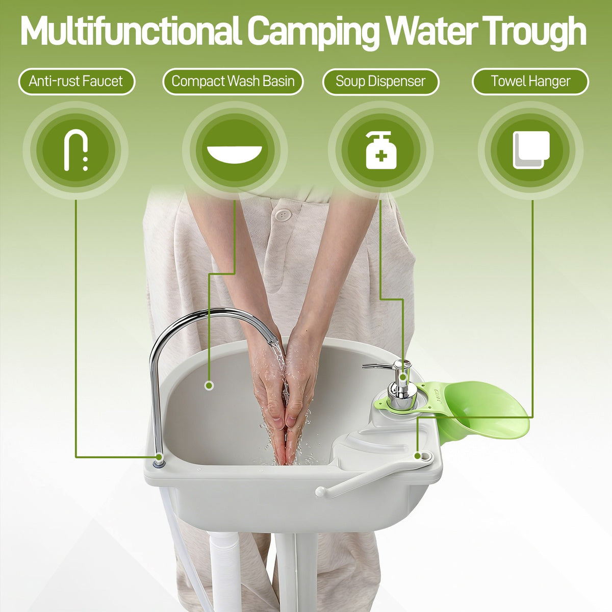 Portable Camping Sink with Water Tank and Foot Pump for Outdoor Use