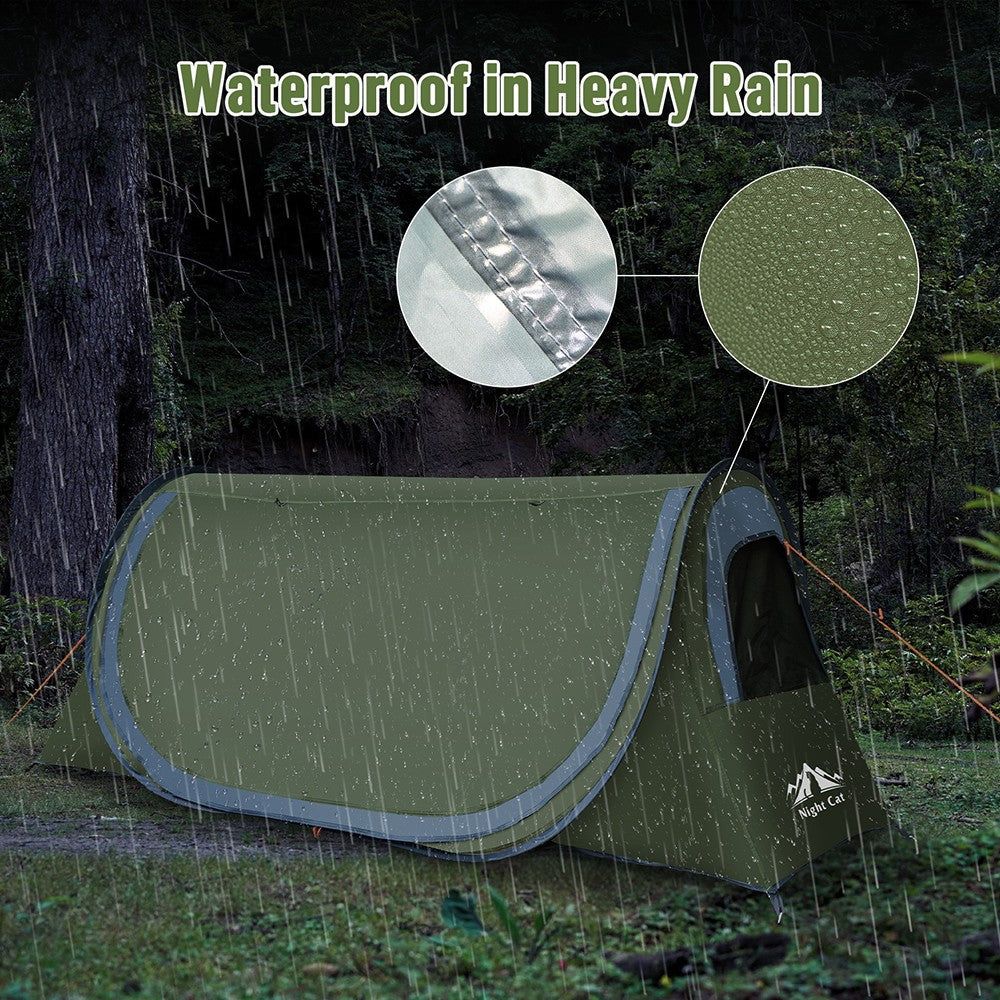 Compact Waterproof Pop-Up Camping Tent for Cyclists - Easy Setup & Fits with Camping Cot