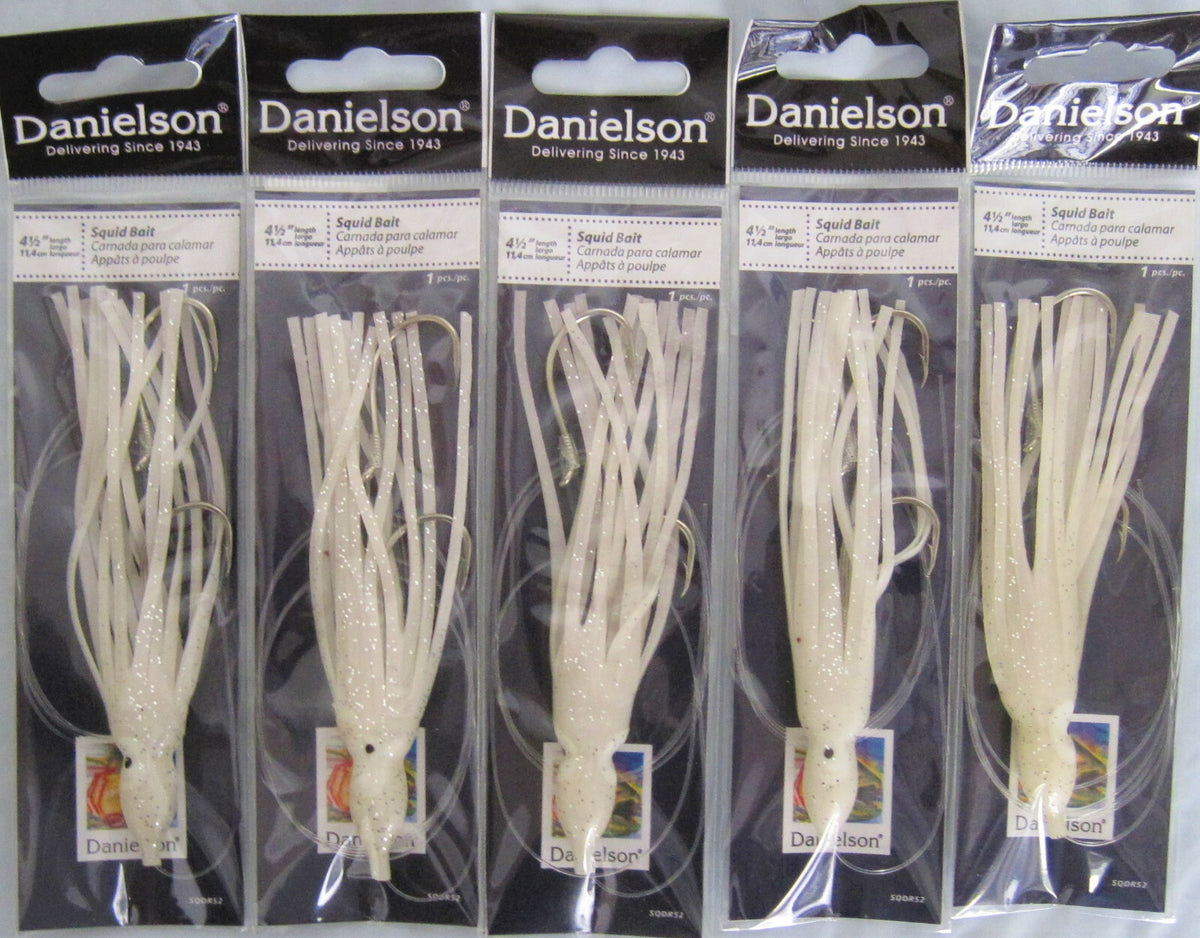 Rigged Squid Bait Lures Set - 10 Fully Assembled Fishing Lures for Saltwater Fishing