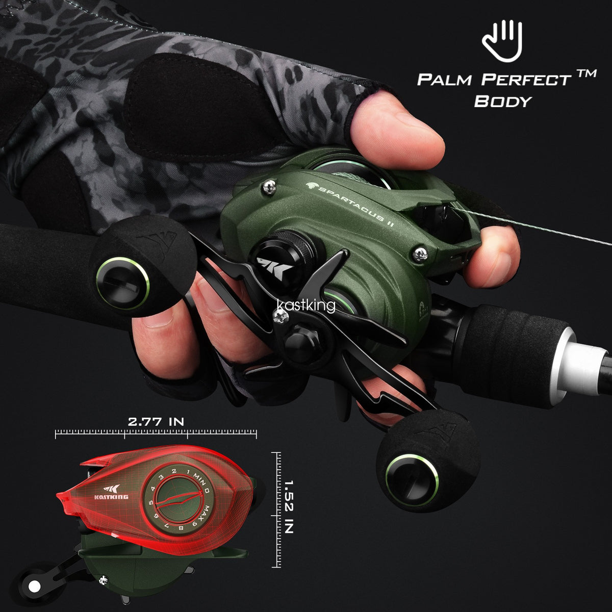 Baitcasting Fishing Reel - 7.2:1 Gear Ratio, Saltwater & Freshwater Use