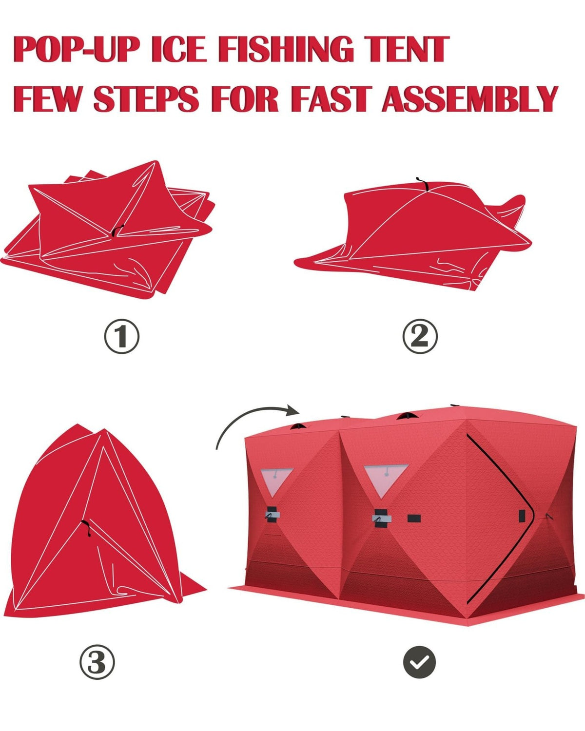 Insulated Pop Up Ice Fishing Shelter for 4-6 People, 210D Oxford Fabric