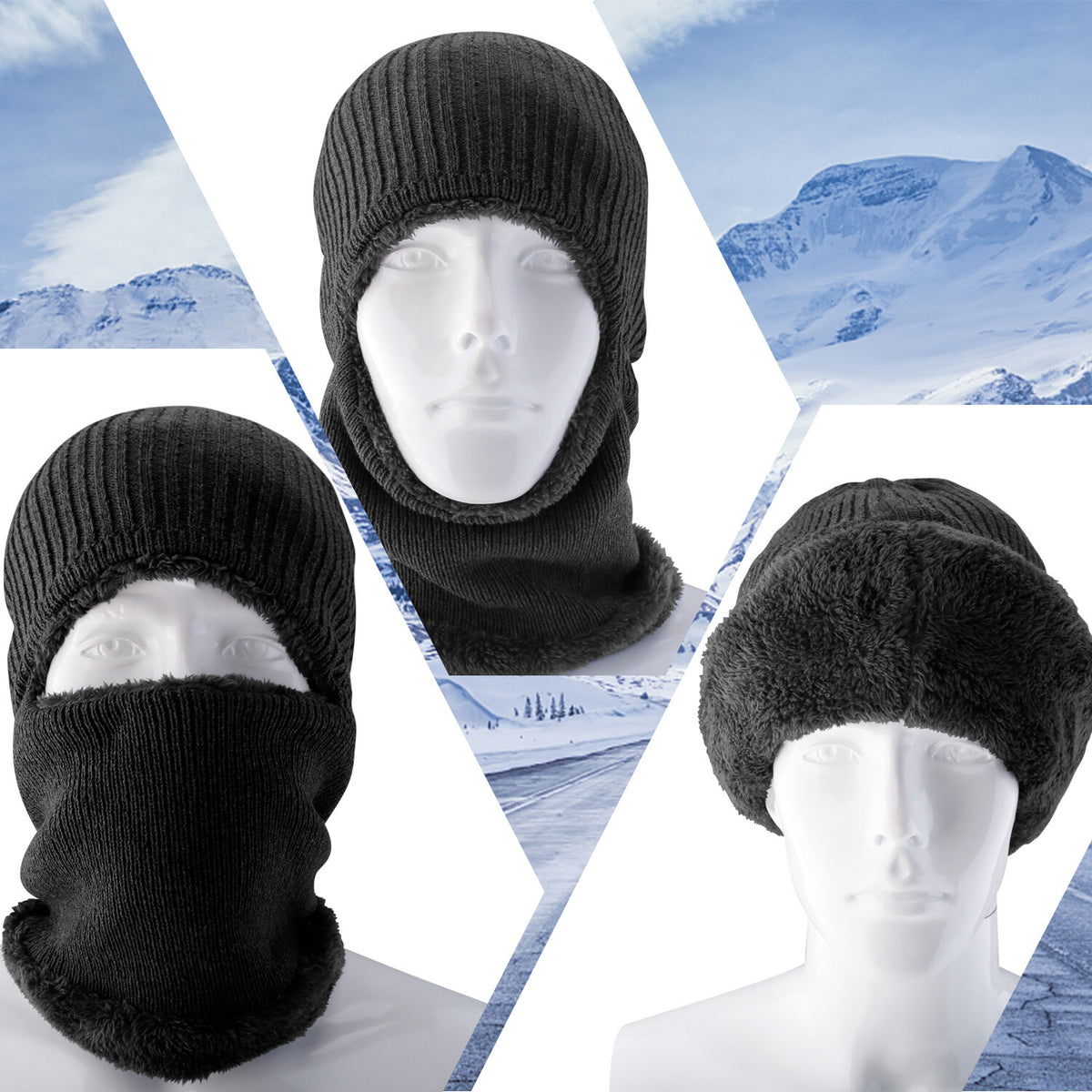 Winter Ski Mask Full Face Balaclava Windproof Fleece Neck Warmer