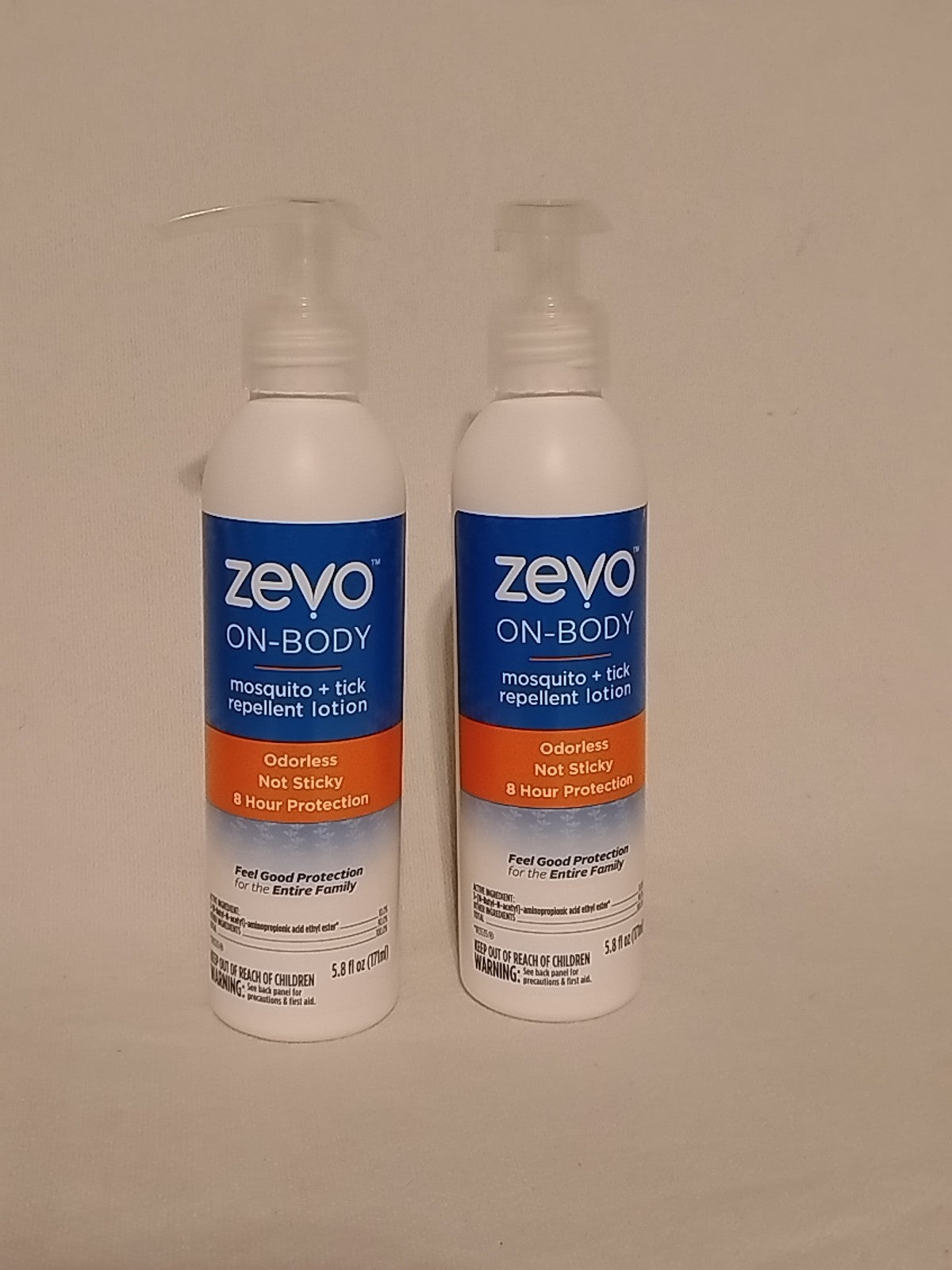 Mosquito and Tick Repellent Lotion - Non Sticky, Odorless, 8-Hour Protection - 2 Pack
