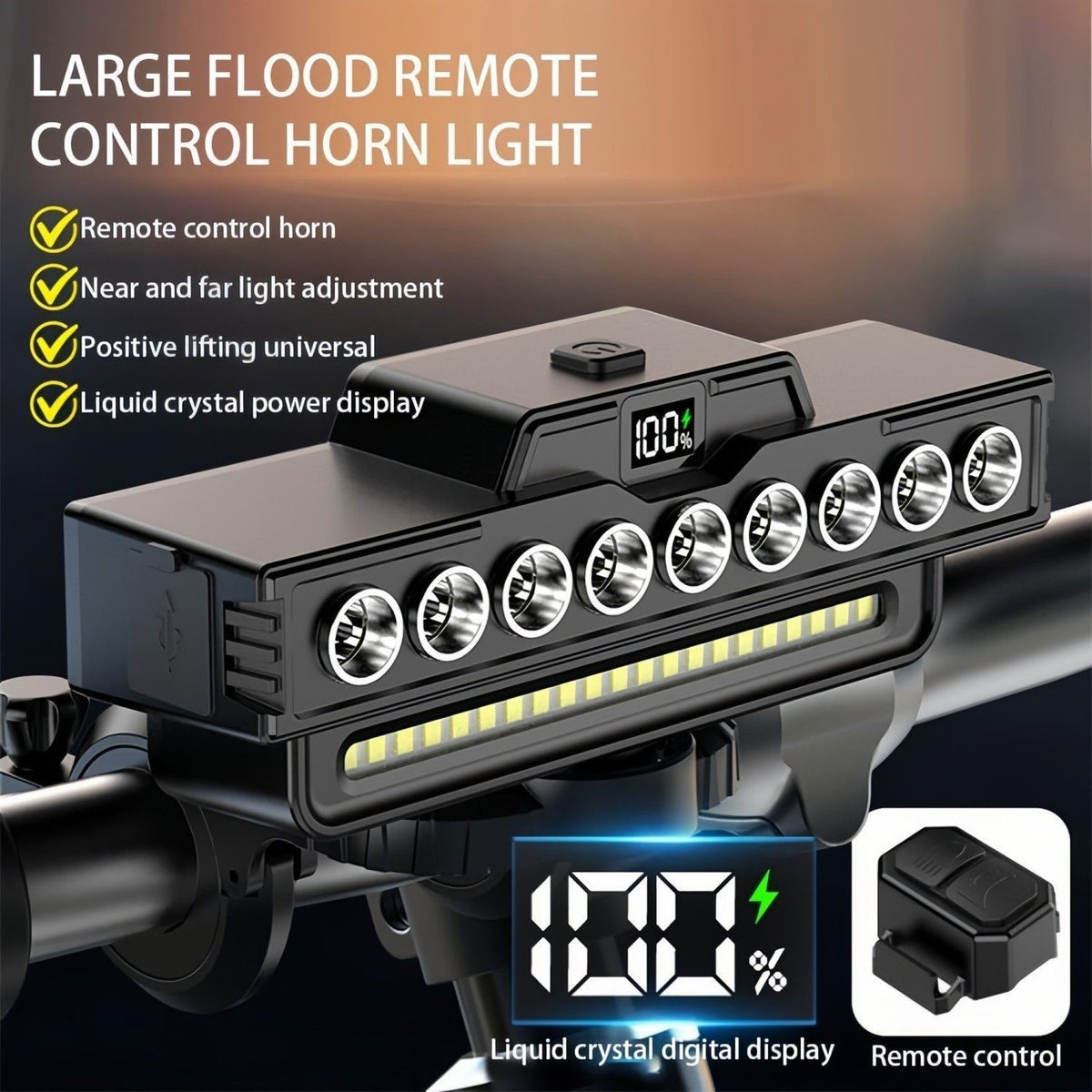 Rechargeable LED Bicycle Headlight with USB Fast Charge & 130dB Horn Waterproof