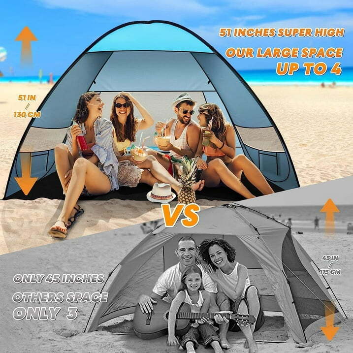 Portable Pop Up Beach Tent Sun Shade Shelter with Carry Bag UV Protection