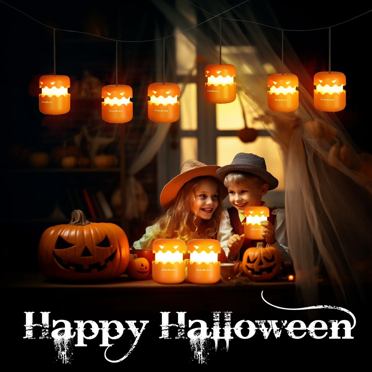 Halloween Pumpkin Lantern 3-Pack Collapsible Light with Lanyard for Decorations