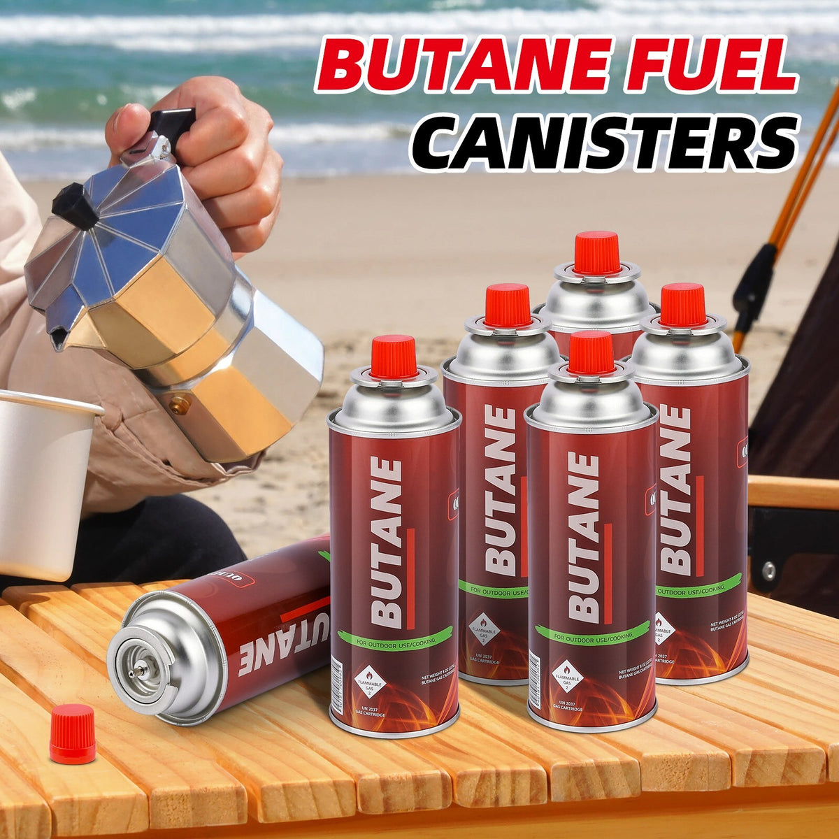 24 Pack Butane Fuel Canisters for Camping Stove - Explosion Proof & Safe