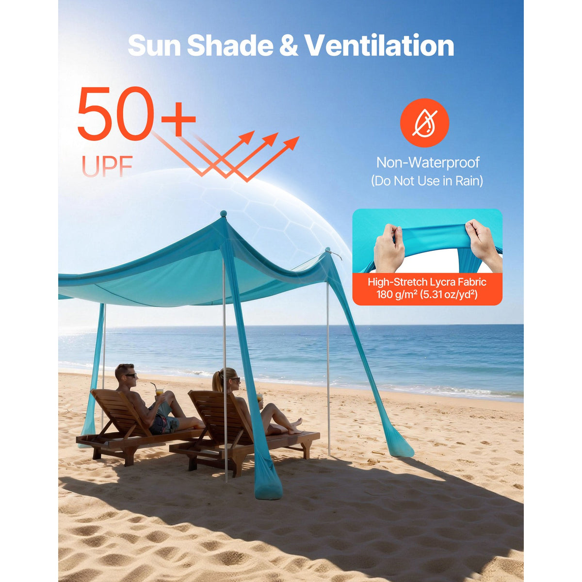 10x10ft Pop Up Beach Tent Sun Shelter UPF 50+ Turquoise Portable Canopy