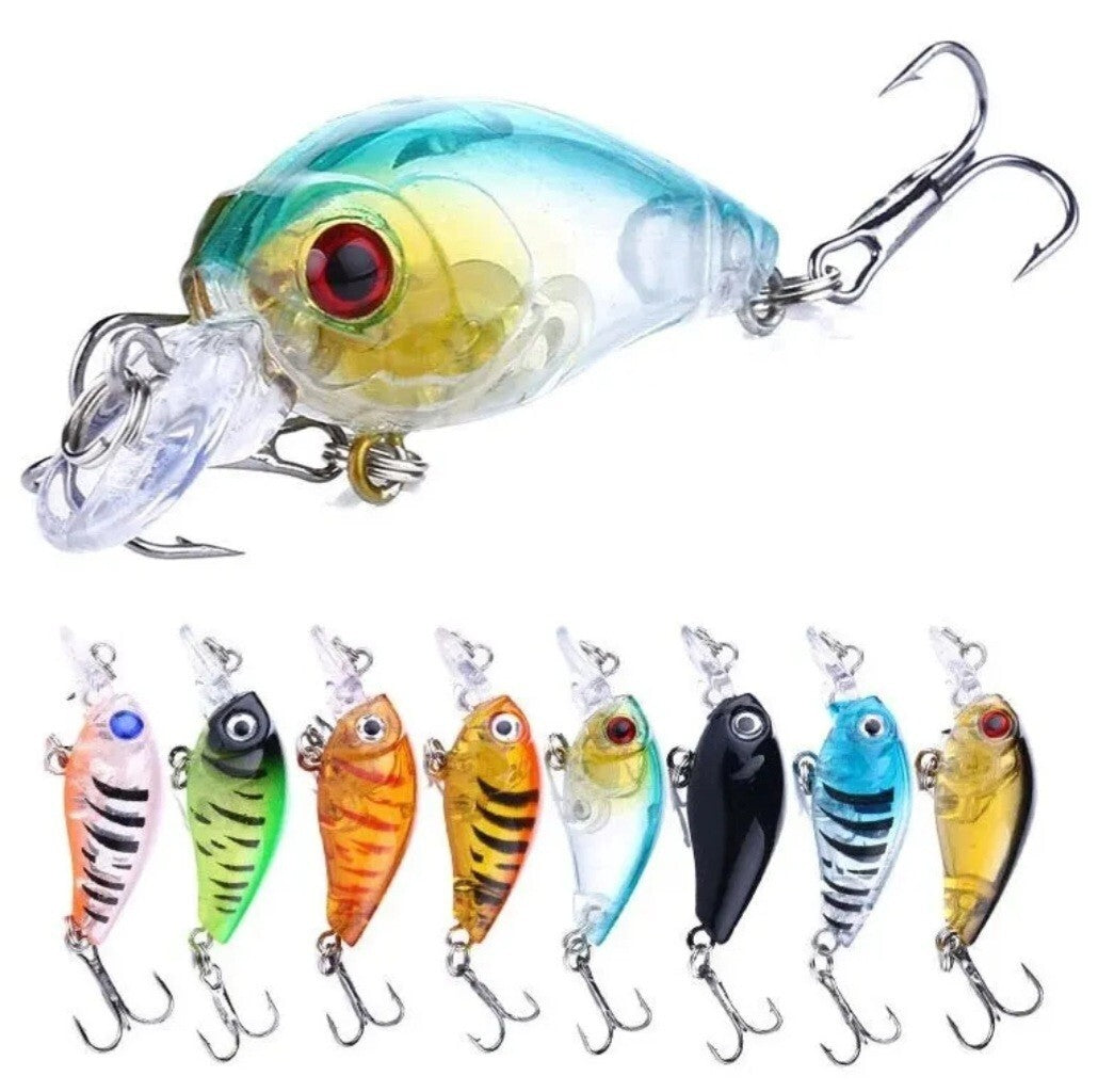 8pcs Small Minnow Crankbaits Fishing Lures with Rattles - Hard Bait Treble Hooks