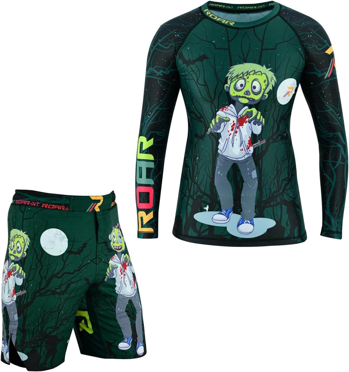 Kids MMA Rash Guard & BJJ Trunks Set - Machine Washable Martial Arts Gear