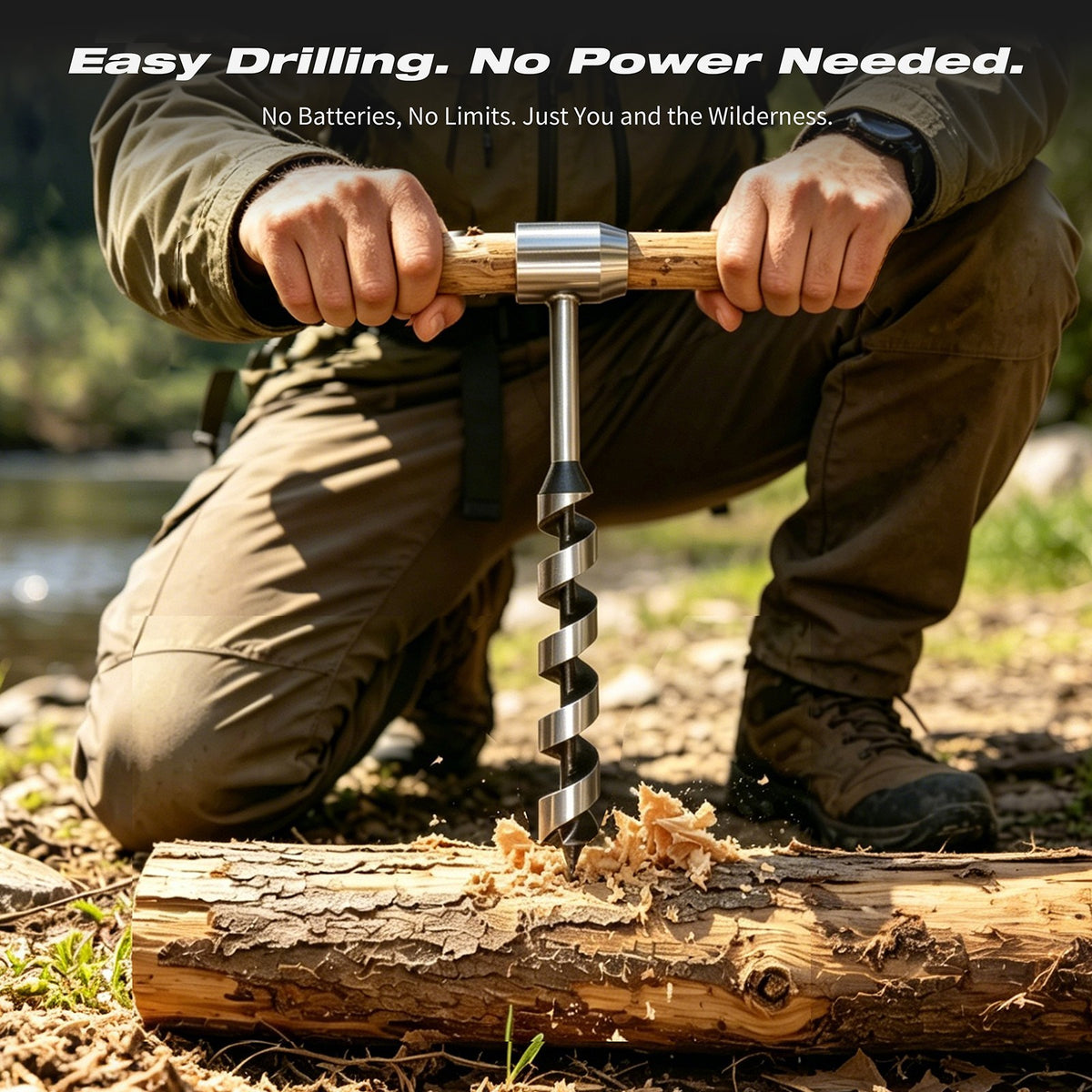 1-Inch Wood Auger Drill Bit for Hand Drilling Bushcraft & Survival