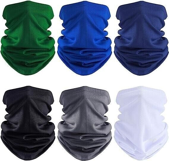 UV Sun Mask Bandana 6-Pack - Face Cover Neck Gaiter for Outdoor Sports