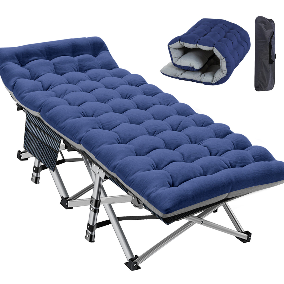 Heavy Duty Folding Camping Cot - Oversized & Standard Military Bed for Adults