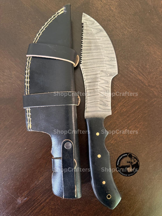 Hunted Movie Replica Hunting Knife with Damascus Blade - Collector's Fixed Blade