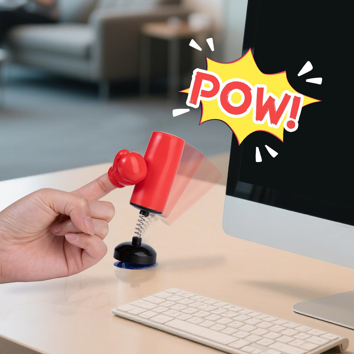 Mini Desktop Boxing Bag Set with Gloves - Stress Relief Punching Toy, Red