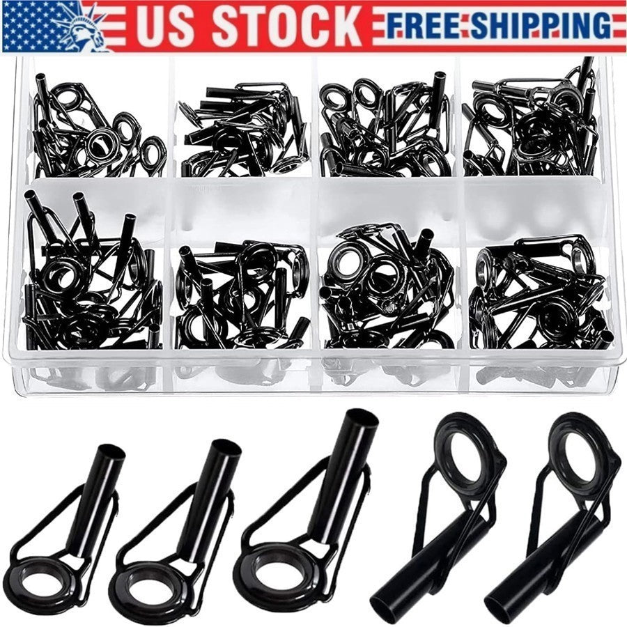 Fishing Rod Tip Repair Kit 80 Pcs Stainless Steel & Ceramic Guides for Freshwater Saltwater