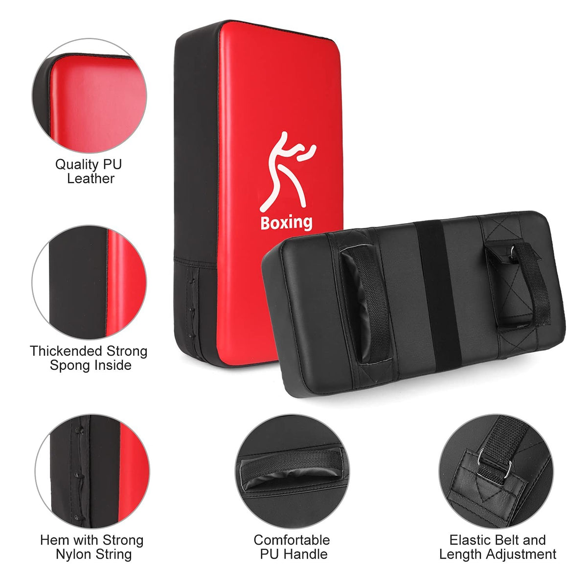 Boxing Mitts and Kick Pad Set for MMA Kickboxing Taekwondo Training - Black & Red
