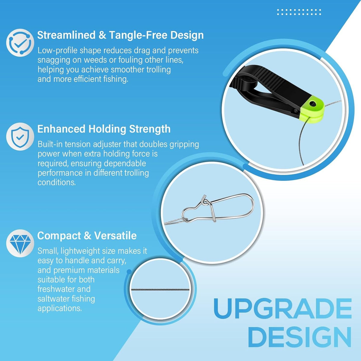 Fishing Line Release Clip with Cannonball Snap - Trolling Leader Accessory