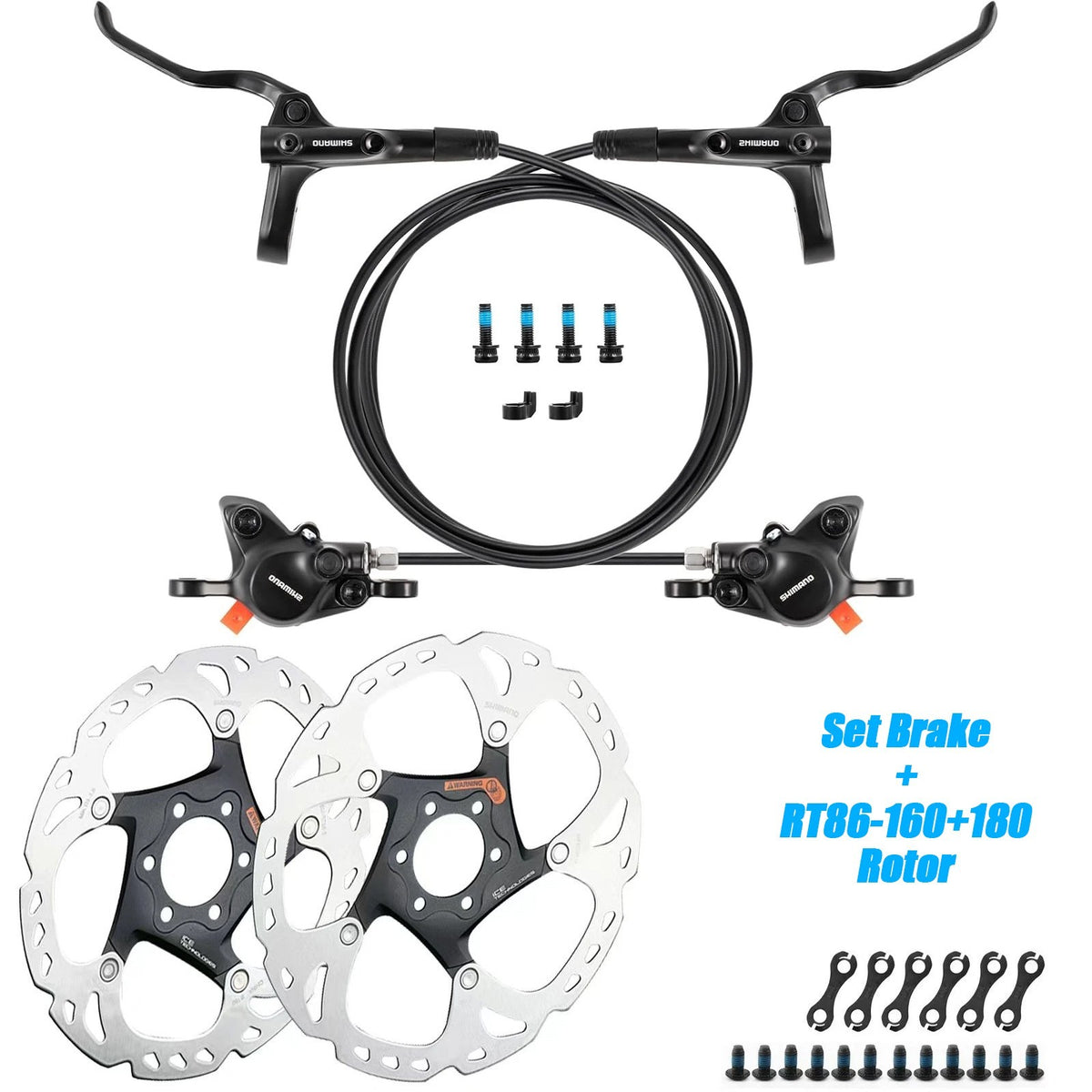 Hydraulic Bicycle Disc Brake Set with Rotors - Compatible with Front & Rear