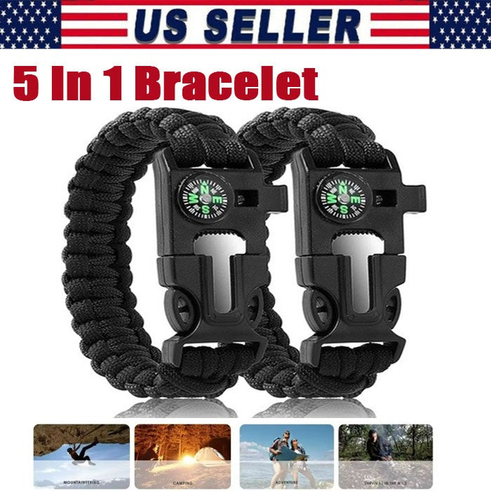 Survival Paracord Bracelet with Flint, Compass & Multi-Tool Outdoor Gear
