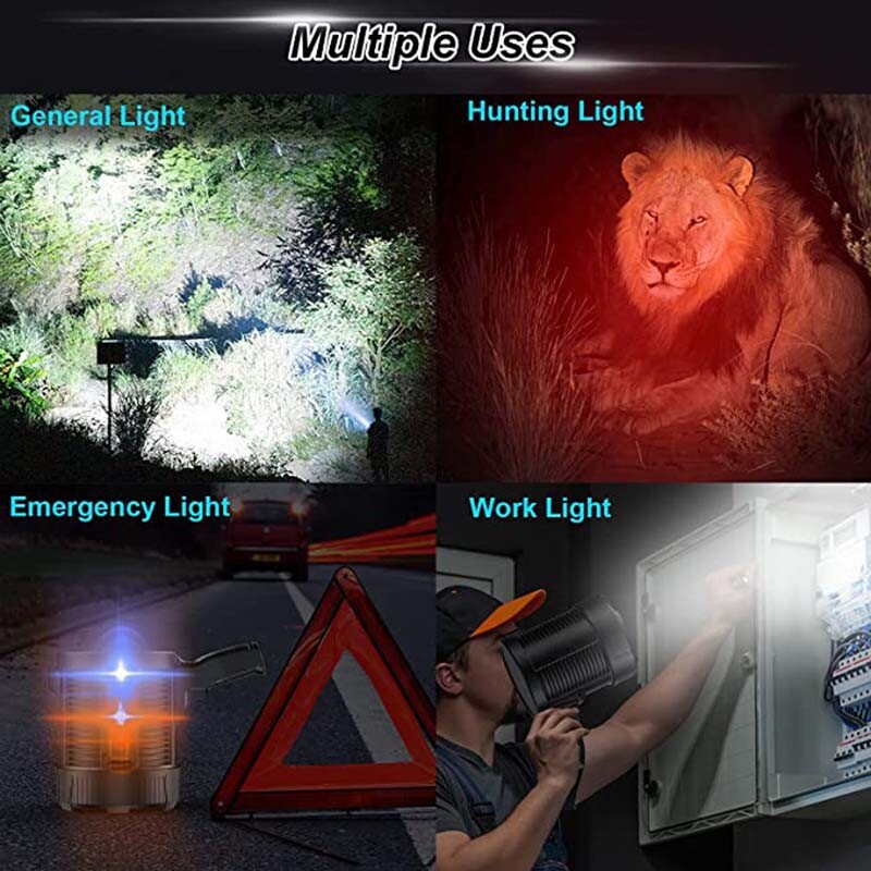High Power Rechargeable LED Flashlight 99 Million Lumens with Power Bank