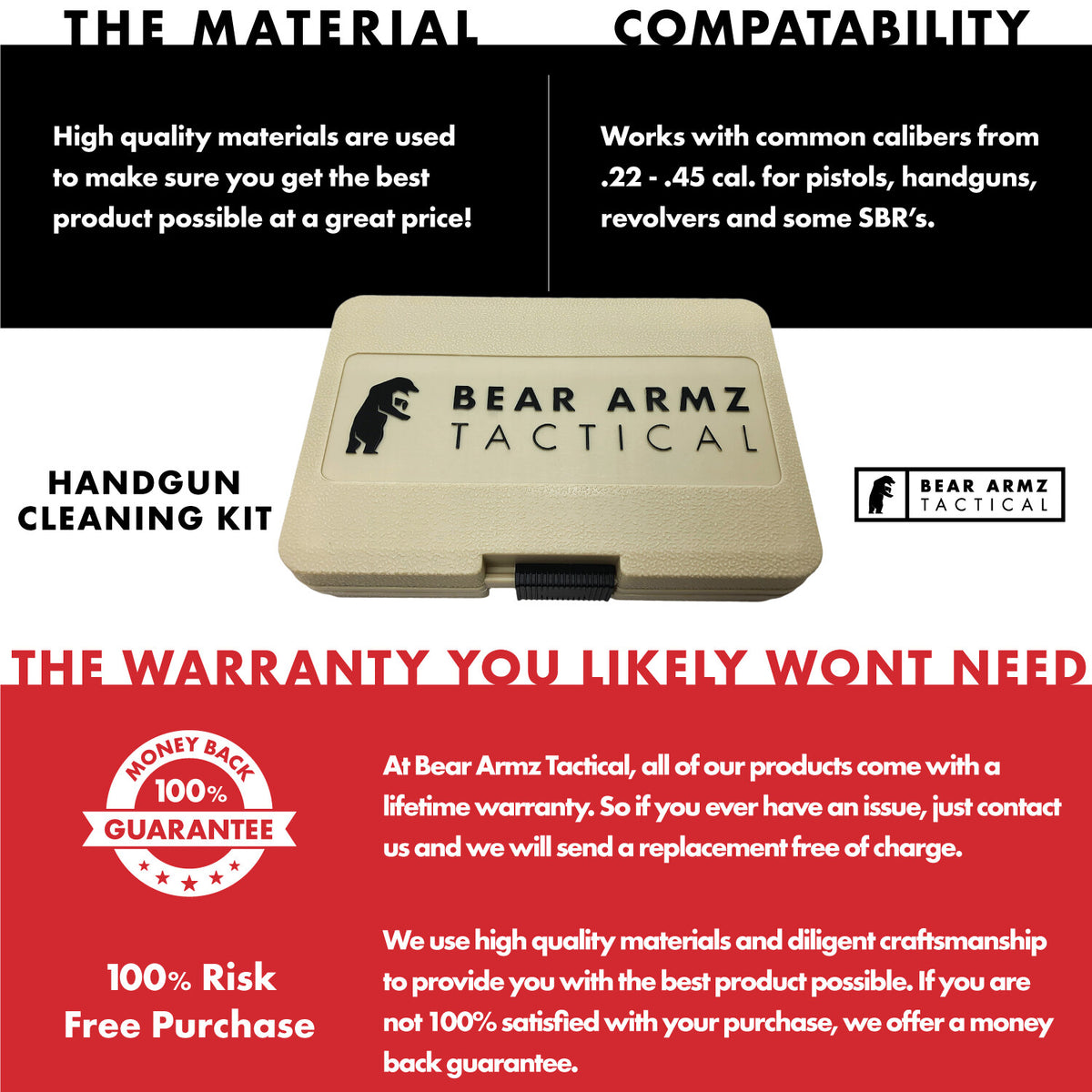Handgun Cleaning Kit for Pistols Revolvers 9mm .22 .38 .357 .40 .45