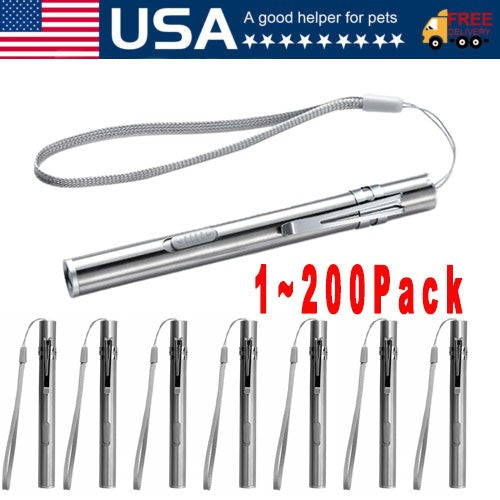 USB Rechargeable Mini LED Flashlight Stainless Steel Pen Light 1000 Lumens Pack