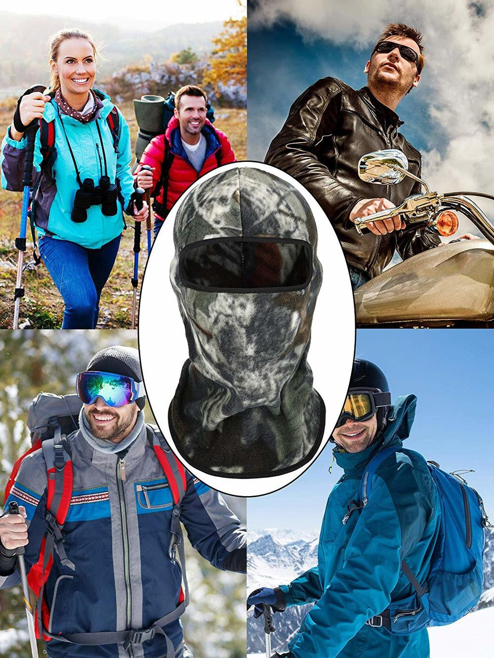 Full Face Mask Winter Balaclava Sun Mask Neck Gaiter Windproof Ski Mask for Outdoor Sports