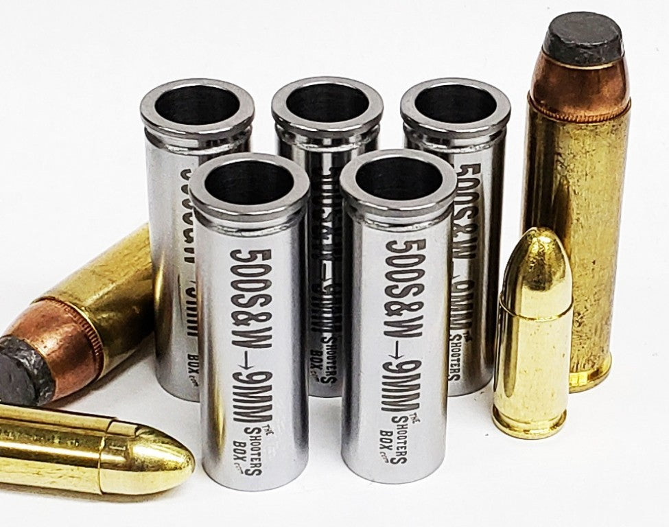 500 S&W to 9mm Luger Caliber Adapter Set - Stainless Steel, 5 Pieces