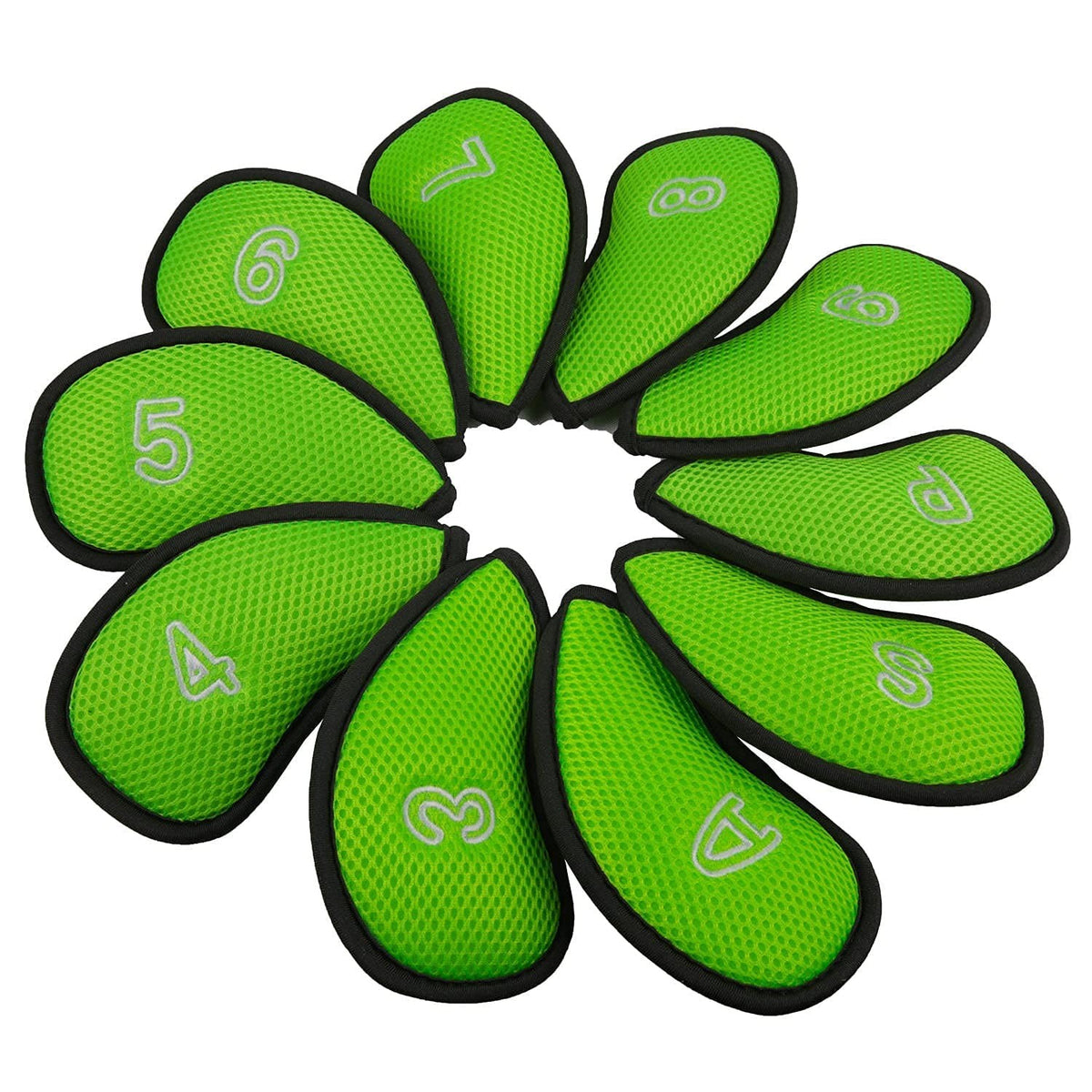 Golf Iron Covers Set - Mesh Head Covers for Most Irons Bright Green