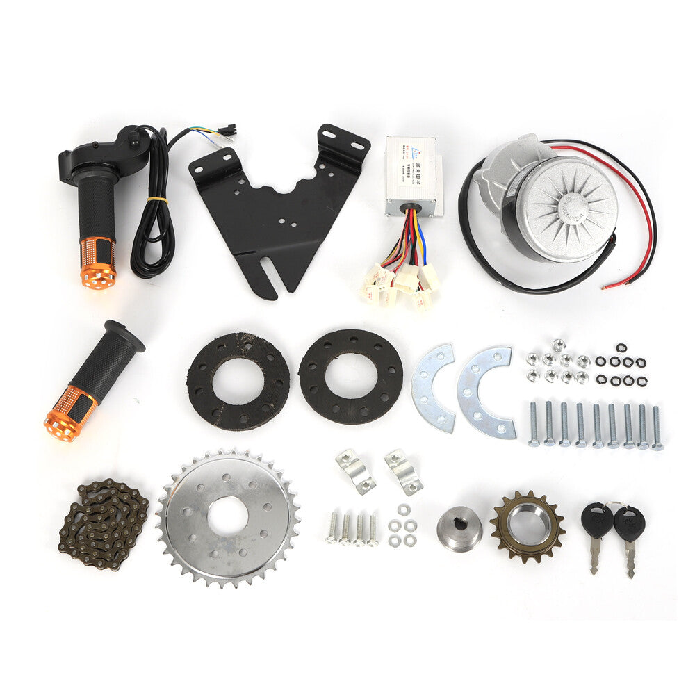 250W 24V Electric Bike Conversion Kit with Brush Motor, Controller & Throttle