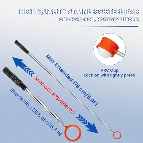 Telescopic Golf Ball Retriever 5.9ft to 15ft Lightweight Rustproof Steel
