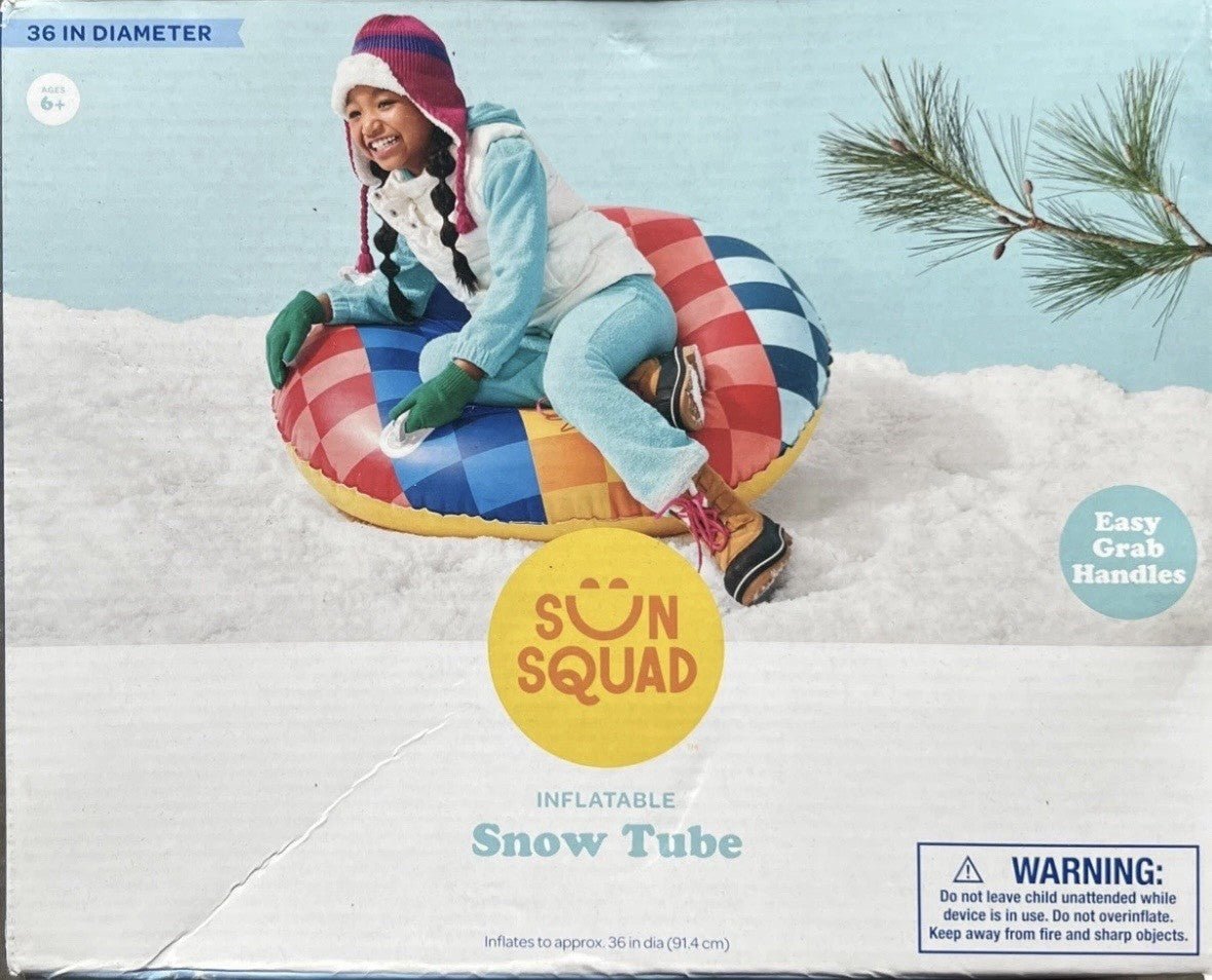Inflatable Snow Tube 36 Inches with Easy Grab Handles for Winter Sports