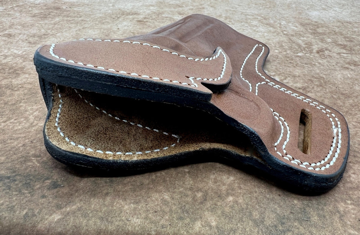 3-Inch Ruger GP100 Open Top Leather Holster - Right Hand Brown Belt