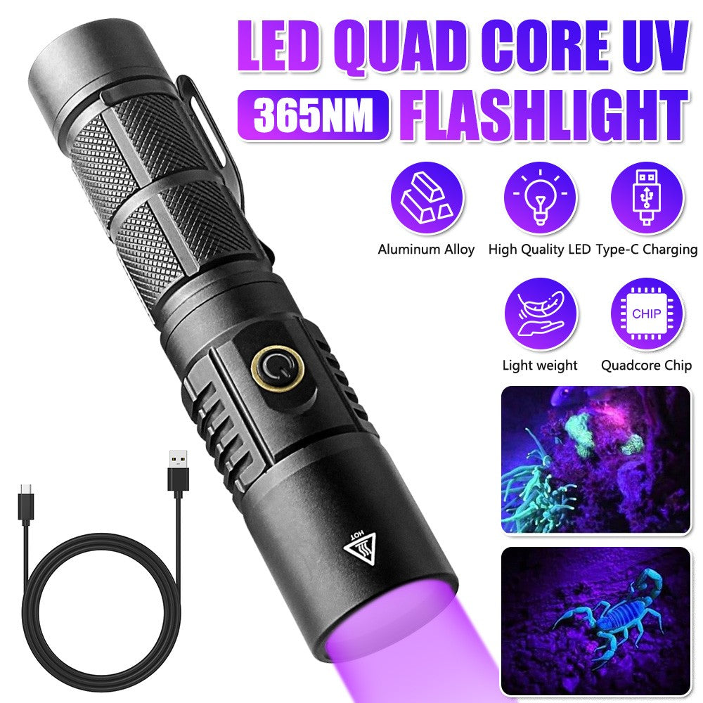 Rechargeable UV LED Flashlight 365nm Inspection Torch for Inspection and Repair