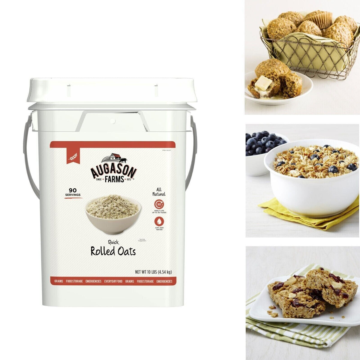 Bulk Rolled Oats 10lb Emergency Food Storage Bucket - Long Shelf Life