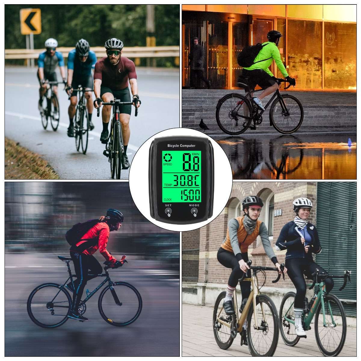 Wireless Digital Bicycle Speedometer with LCD Odometer and Waterproof Design